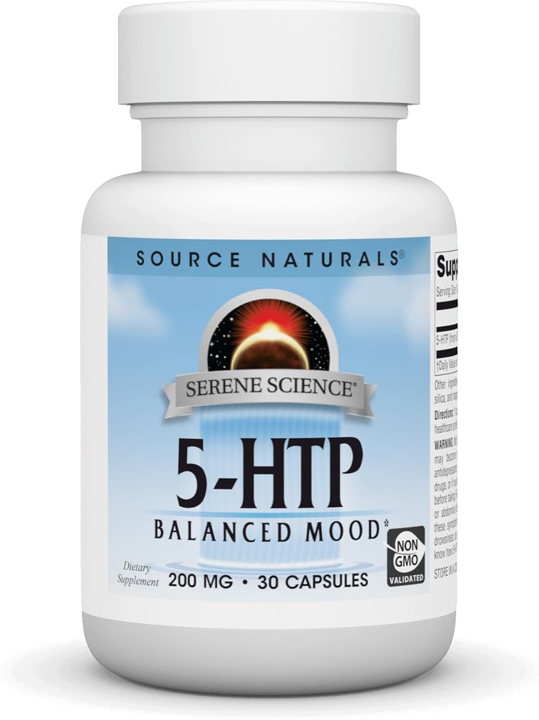 Source Naturals Serene Science 5-HTP, Συμπλήρωμα διατροφής μη ΓΤΟ, 200 mg - 30 Κάψουλες
