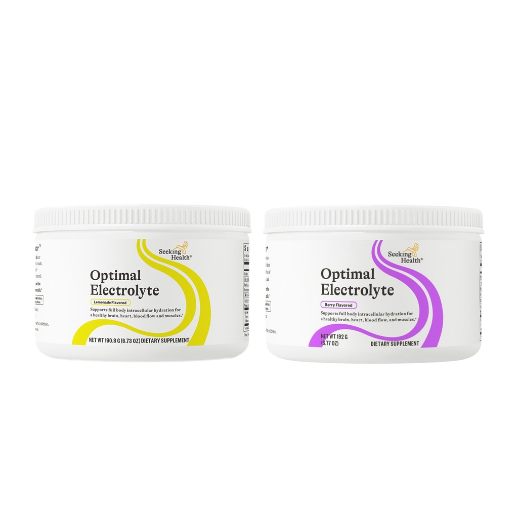 Seeking Health Electrolyte Lemonade & Optimal Electrolyte: Two Flavors—Natural Lemonade & Berry—Magnesium, Sodium, Potassium for Hydration & Energy (30/30 Servings)