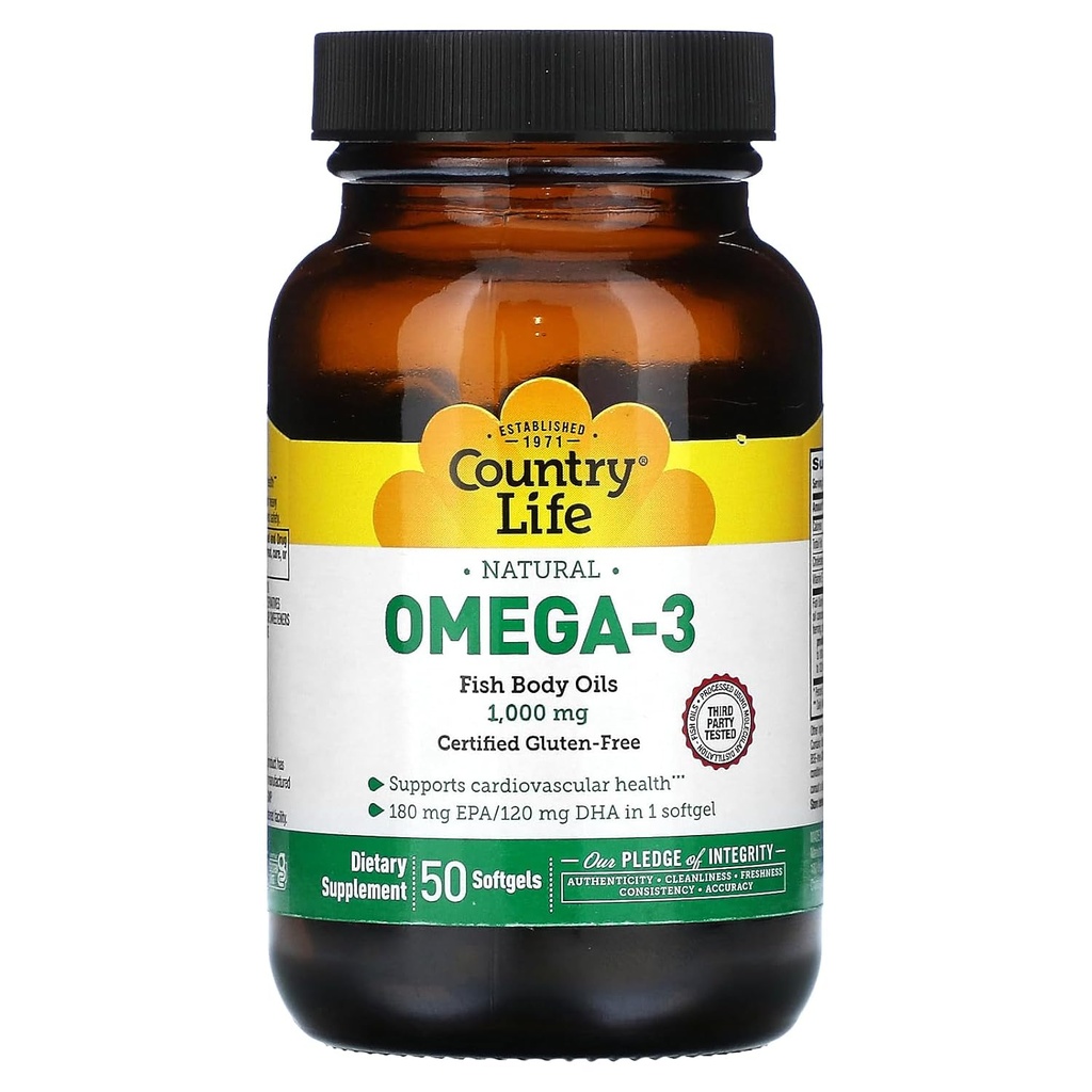 Omega-3 1000 mg Fish Oil Country Life 50 Softgel