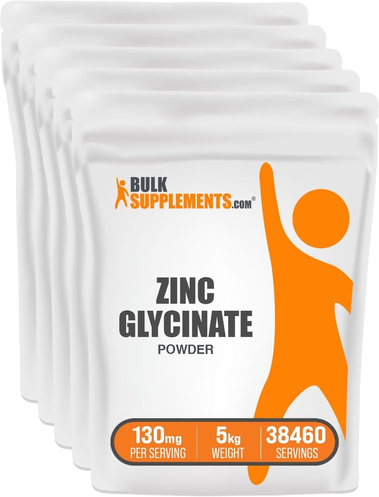 BulkSupplements.com çinko Glycinate Toz - çinko Tamam, Immune Desteği için Mineral Supplement - Gluten Free, 130 mg per Service, 5kg (11 lbs) (Pazarlama paketi)