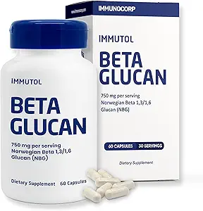 Immutol Immune Support Supplement with 750 mg of Beta Glucan 1.36 - Doğal Malzemeler, Yüksek Potency to Boost Immunity and General Wellness, 60 Capsules (60)