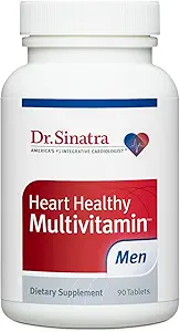 Dr. Sinatra Heart Healthy Multivitamin for Men with Vitamin D 1000 IU, A, B12, C, E, and Zinc, 90 Tablets (30-Day Supply)