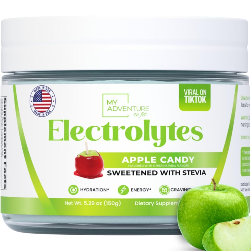 Zero Sugar - Apple Candy Electrolytes Toz - Hydration - Caffeine Free Energy with All Natural Materialss - Vegan, Keto, ve Paleo - Sugar Free Electrolytes Drink Mix - 30 servis ile