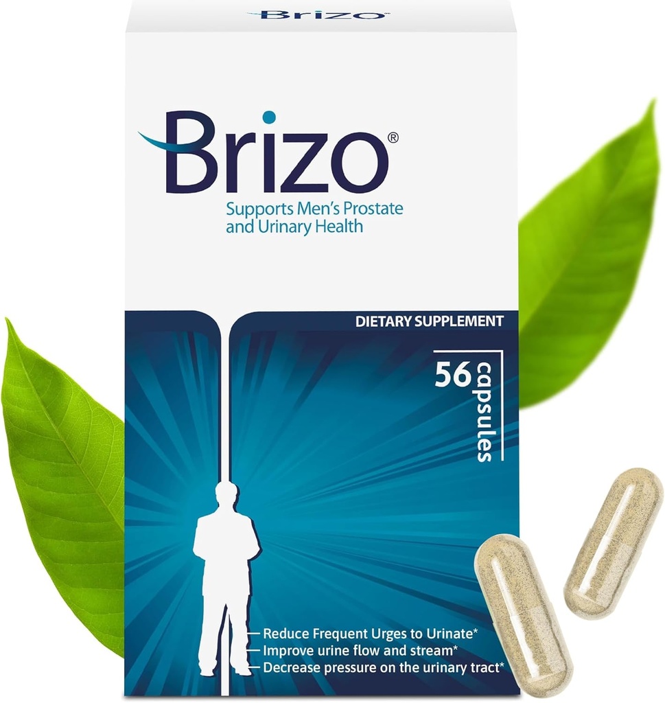 Brizo Prostate Health Supplements for Men - Herbal Capsules for Mens Urinary Health - Reduce Frequent Urination - 1 Ay Supply