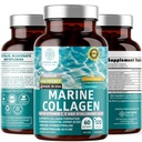 Premium Marine Collagen Diptes with Hyaluronic Acid, Vitamin C, Theaflavin and Copper, Collagen Supplement for Women and Men for Radiant Skin, Hair & Nails, Gluten Free and Non-GMO, 120 Veg Caps