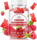 Erkekler Kadınları için yumuşak taşıyıcı Kreatine Monohidrat Gummies, Vegan Kre Builder Güçlü Raspberry Flavor 60 Count Kont