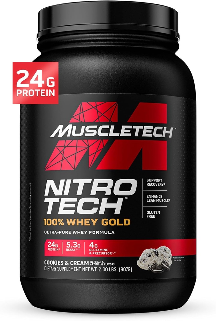KasTech Whey protein Toz , Nitro-Tech Whey Gold protein Toz , Whey proteini Mix, Kadınlar ve Erkekler için protein Toz, Kurabiyeler ve Krem, 2 lb (28 Hizmet) - paket değişebilir