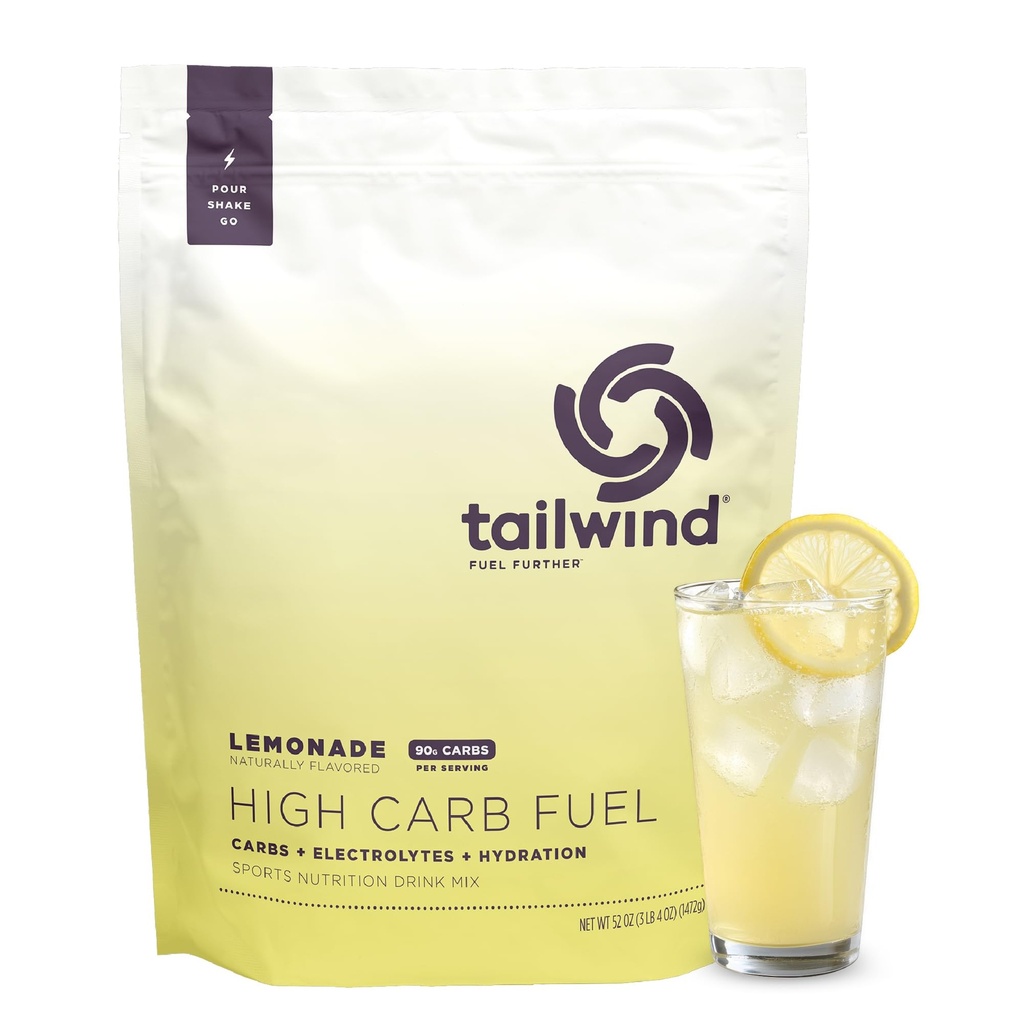 Tailwind Nutrition High Carb Fuel, Energy Drink Powder with Electrolytes, Free of Soy, Dairy, and Gluten, Vegan-Friendly, Lemonade, 16-Serving Pack
