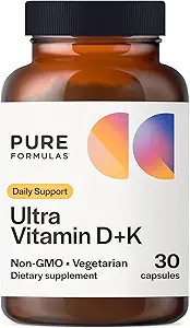 D3 K2 Vitamin 5000 IU - VIT D3 K2 Gıda Apsiyon, Bone Strength, Cardiovascular & Immune Function Support, Soy-Free, Non-GMO 30 Vegetarian Capsules