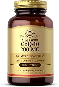 Solgar Megasorb CoQ-10 200 mg, 60 Softgels - Kalp ve Beyin Fonksiyonu - Coenzyme Q10 Supplement - Geliştirilmiş Aborpsorb, Dairy Free - 60 Hizmetler