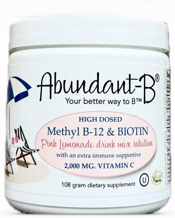 Sufficient-C Abundant-B High-Dose Methyl B-12 and Biotin Pink Lemonade Energy Drink Mix Solution - Flavor w/Function in Each Refreshing sip!