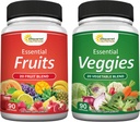 ASquared Beslenme Meyveleri ve Veggies Supplement - 90 Veggie & 90 Meyve Kapsülleri - Superfood Sebze Yeşilleri Pilleri - Doğanın Toz ve Gummies Alternatifleri