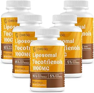 Λιποσωμικές τοκοτριενόλες 1000mg - Υψηλή βιοδιαθεσιμότητα Συμπληρώματα βιταμινών Ε τοκοτριενόλες, 95% Δέλτα & 5% κάψουλες γάμμα τοκοτριενόλης Υποστήριξη Δέρμα,Bone, Antioxidant,300 Softgels