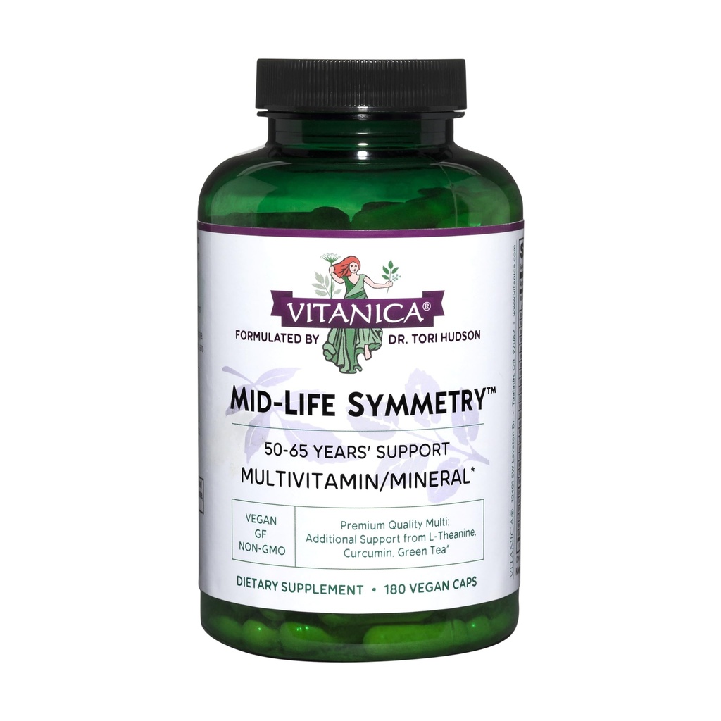 Vitanica - Mid-Life Symmetry, 50-65 High Potency Multivitamin and Mineral, Vegan, 180 Capsules