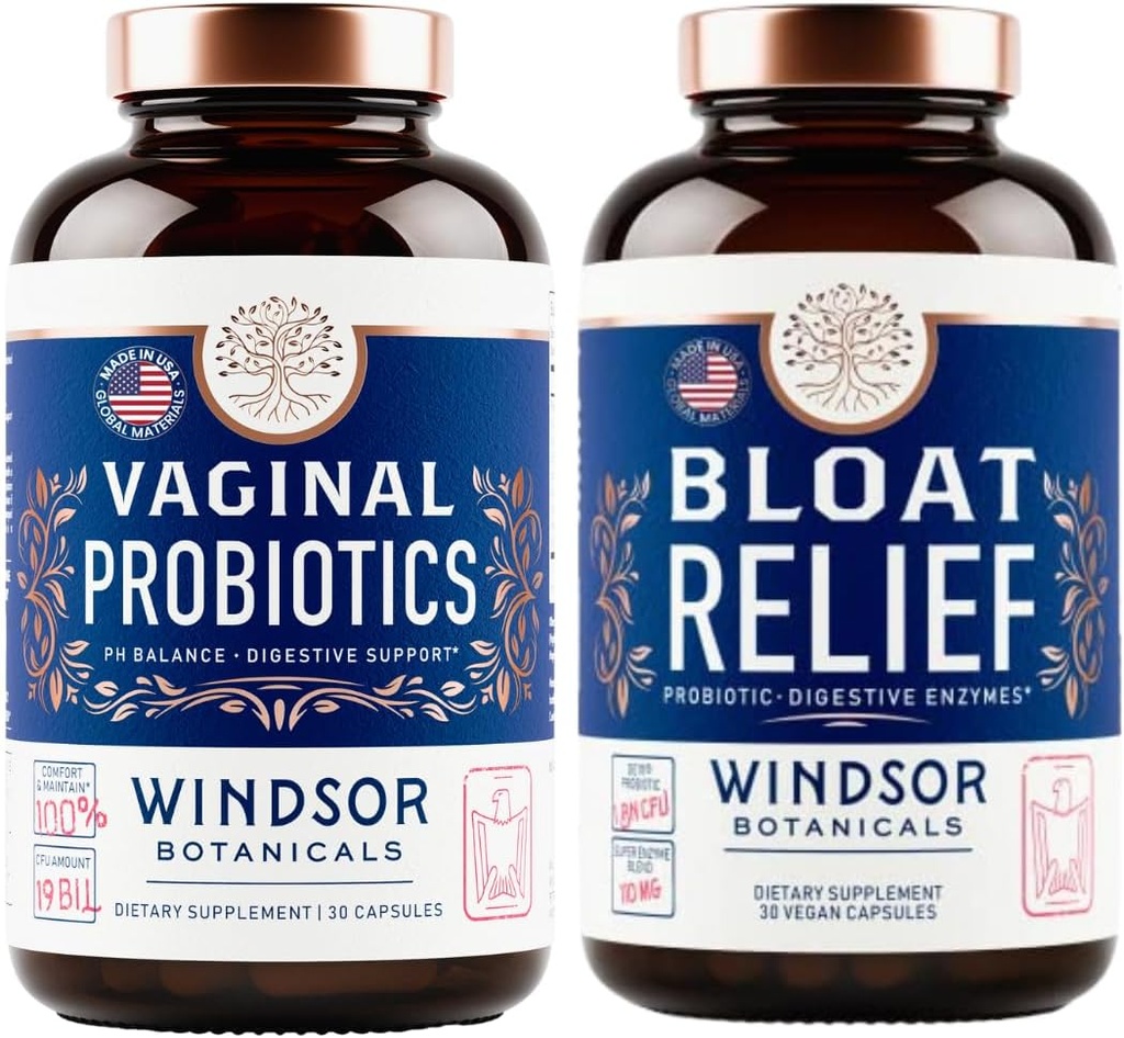 GDSOR BOTANICALS Bloat Relief Probiyotik with Enzymes and Vaginal Probiyotiks - Digestive and Vaginal Health Scheat Relief Probiyotik