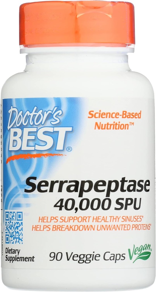 Doktorlar En İyi Serrapeptase 40.000 SPU, Non-GMO, Vegan, 90 Veggie Capsule (Pack of 1)