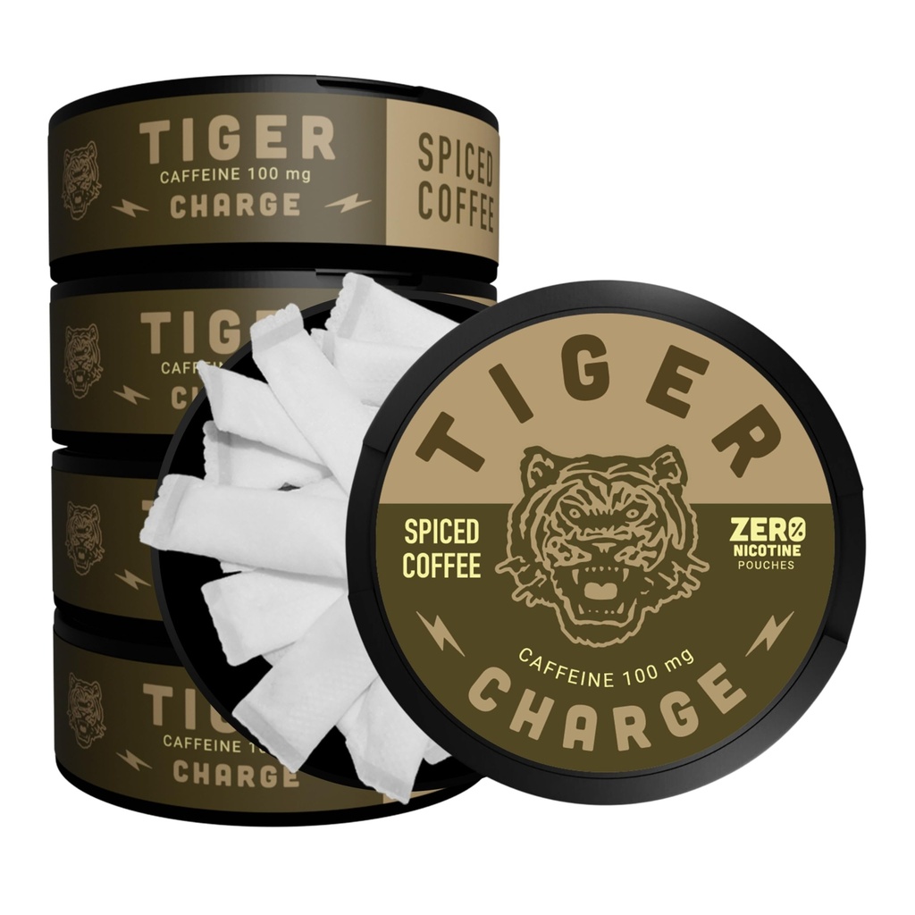5 Pack Caffeine Pouches, 100 Pouches Total, Spiced Coffee Energy Pouches 100mg Caffeine, Nicotine Free Tobacco Free, Focus Boost for Adults Daily