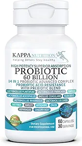 KAPPA NUTRITION Probiyotik 60 Milyar CFU 14, Kadınlar için Prebiyotikler ve asitofilus ile 1 Formula, Erkekler & Yetişkinler, Raf Stable, Acid Dayanıklı, Doğal Supplement 60 Capsules.