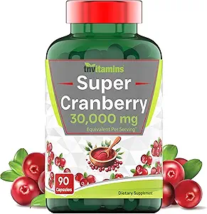 Kadınlar ve Erkekler için Cranberry Pills (30,000 MG - 90 Capsules) | Destekler Urinary Tract Health* | Cranberry Inter Supplement | Bladder & Kidney Support* | Supports Women's Health* | Antioksis