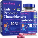 Çocuklar için LOVEBUG Probiyotikleri - Probiyotik Chewables with Prebiyotik Fiber for Age 4+,Daily Children's Gut Health & Digestive Support Supplement, Sugar-Free Berry Flavor, 30 Count