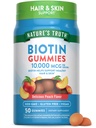 Nature's Truth Biotin Gummies | 1000006 | 50 Kont | Vegan, Non-GMO & Gluten Free Supplement | Peach Flavor