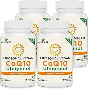 1000 mg Liposomal CoQ10 Ubiquinol, 240 Vegan Softgels, High Abxia Ubiquinol CoQ10 Supplement, Active Anti Formoxys Coenzyme Q10 For Heart Function & Energy Production Production