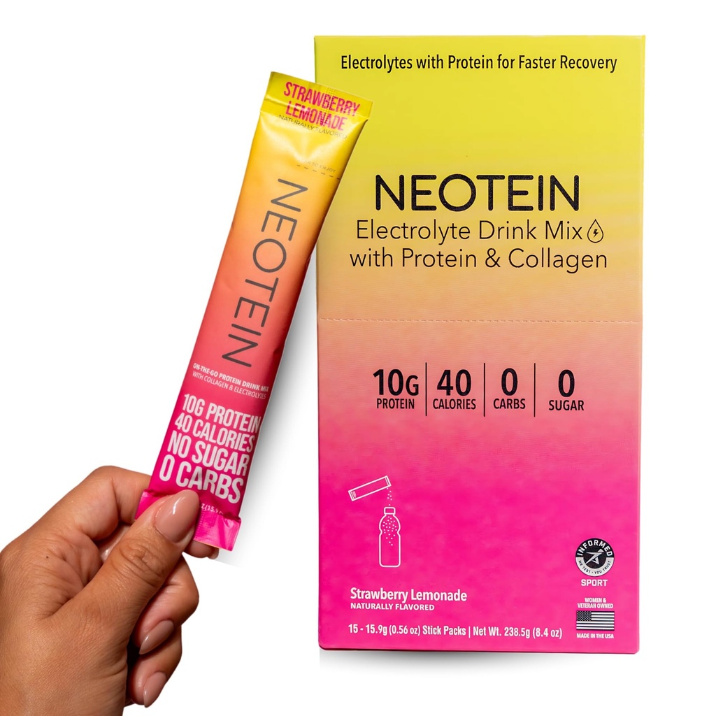 NEOTEIN: Ηλεκτρολυτές συσκευασίες σκόνης, σκόνη πρωτεΐνης με 10g πρωτεϊνης & κολλαγόνου 