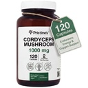 PRISTINE'S Cordyceps Mushroom Capsules - 60 Day Supply 1000 MG - Athletic Performance, Endurance & Immunity Adaptogen Supplement - Anti Aging Support Antioksit