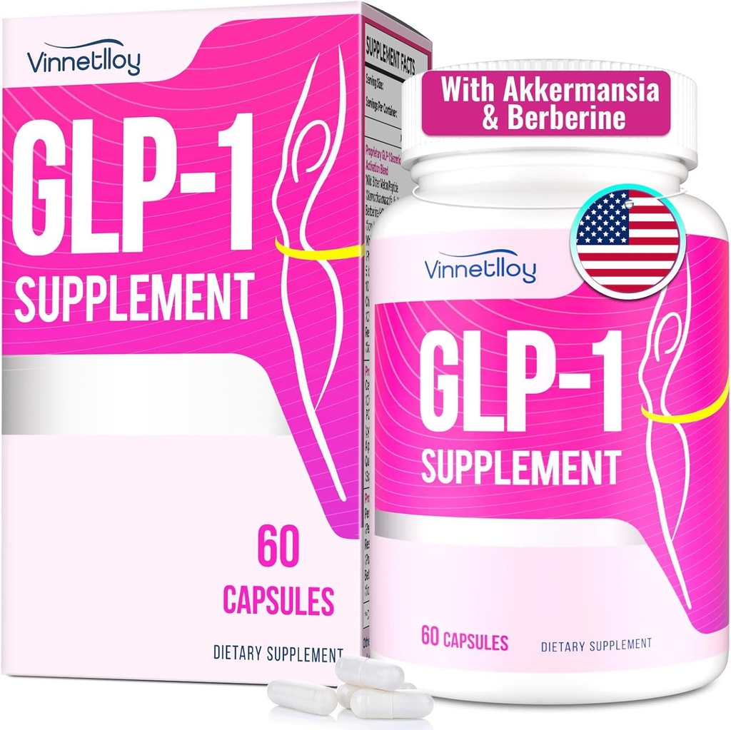 GLP-1, GLP-1 Supplements for Women, GLP1 with Berberine & Akkermansia Probiotic, 14 in 1 Natural Formula for GLP 1 Levels, Metabolism*, lmmune, Gut & Digestion, Energy, Vegan, 60 Capsules
