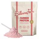 Ballerina Farm Grass Fed Whey Protein Powder Strawberry Crème, 24g Protein with Collagen Peptides, Bovine Colostrum, Hemp Hearts, Prebiotic Fiber, No Added Sugar or Artificial Ingredients, 20 Servings