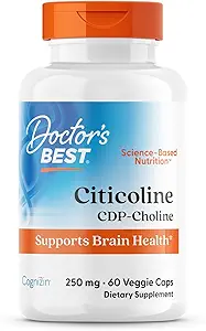 Καλύτερη Citicoline CDP-Choline του γιατρού, υποστηρίζει την υγεία του εγκεφάλου, μη ΓΤΟ, χωρίς γλουτένη, χωρίς σόγια, Vegan 60 Veggie Caps