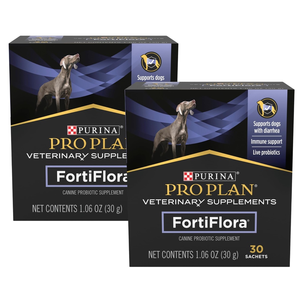 Purina Pro Plan Veterinary Supplements FortiFlora Dog Probiotic Supplement, Canine Nutritional Supplement 30 Ct. Box (Pack of 2)