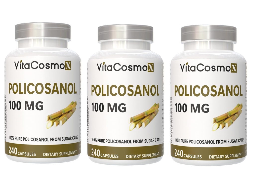 Policosanol Sugar Cane Extract, 100mg, 240 Vegetable Capsules, Non-GMO and Gluten-Free (3)