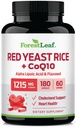 ForestLeaf Red Yeast Rice with CoQ10 Supplement - 1215 mg Ekstra Güçlü Red Yeast Rice Capsules with Alfa Lipoic Acid & Organic Flaxseed, Citrinin Free - 180 Capsules