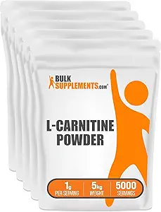 BulkSupplements.com L-Carnitine Toz - Carnitine Supplement, Platinum Acid Supplement - Unflavored & Gluten Free, 1g per Service, 1 kg (Pack of 5) (11 lbs)