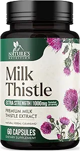 Milk Thistle Extract 1000mg - Liver Cleanse Detox & Repair Formula with Dandelion Extract - Herbal Liver Supplement - Nature's Milk Thistle w/Silymarin Marianum, Supports Liver Health - 60 Capsules