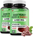 Red Yeast Rice 1200 mg Capsules with CoQ10 - Maintain Healthy Cholesterol Levels, Herbal Heart Health Vegan Red Yeast Rice Supplement - Red Rice Yeast with CoQ10 for Women & Men - 120 Ct (2-Pack)