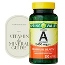 1 Pack Vitamin A 2,400 mcg Softgels, 250 Count (1 Bottle) + Vitamin Guide & Sticker Included
