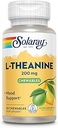 SOLARAY L Theanine 200 mg, Mood Support Supplement with Vitamin B6 - Calming Support during Occasional Stress - Natural Lemon Lime Flavor - 60-Day Garanti, Lab TY - 30 Hizmet, 30 Chewables
