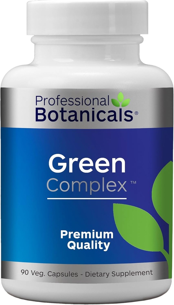 Profesyonel Botanik Yeşil Kompleksi - Vegan GMO Organik Spirulina Algae, Organik Barley Grass Eleuthero, Cordyceps, Rhodiola Rosea, Reishi, Ashwagandha Superfood Supplement - 90 Vegetarian Caps