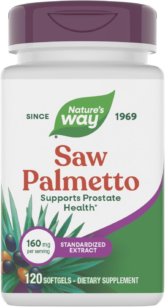 Nature's Way Saw Palmetto Premium Extract, Prostate Health Support for Men*, 160 mg per Service, 120 Softgels (Pazar Mayıs Vary)