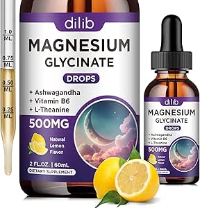 Magnezyum Glycinate Supplement, Magnezyum Glycinate 500 mg B6, Ashwagandha, L - Theanine, Chamomile - Support Stress Relief, Bone, Muscle, Mood Vegan