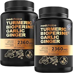 4-in-1 Turmeric and Pack Supplements with BioPerine – 2360 mg Turmeric Ginger Root Capsules with, – High Potency Herbal Mix (120 ct, Pack of 2)