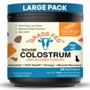 Sandhu's Grass Fed Bovine Colostrum Toz for Humans, Yetişkinler | 65 Hizmetler (G 1) İnekler Supplement | Yüksek IgG for Gut Health | Immunity & Muscle Recovery Support | Unflavored | for Men & Women