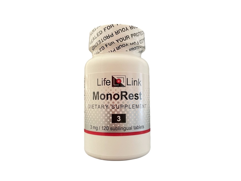 LifeLink MonoRest (Melatonin) | 3 mg x 120 sublingual Tablets | Made in The USA