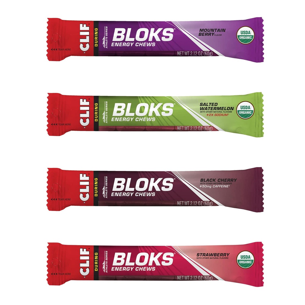 97F BLOKS - Enerji Chews - 4 Flavor Çeşitli Paketi - No-GMO - Bitki bazlı Gıda - Bisiklet ve Koşu için Hızlı Arabalar - İşout Snack (2.1 Ounce Packet, 12 Count)