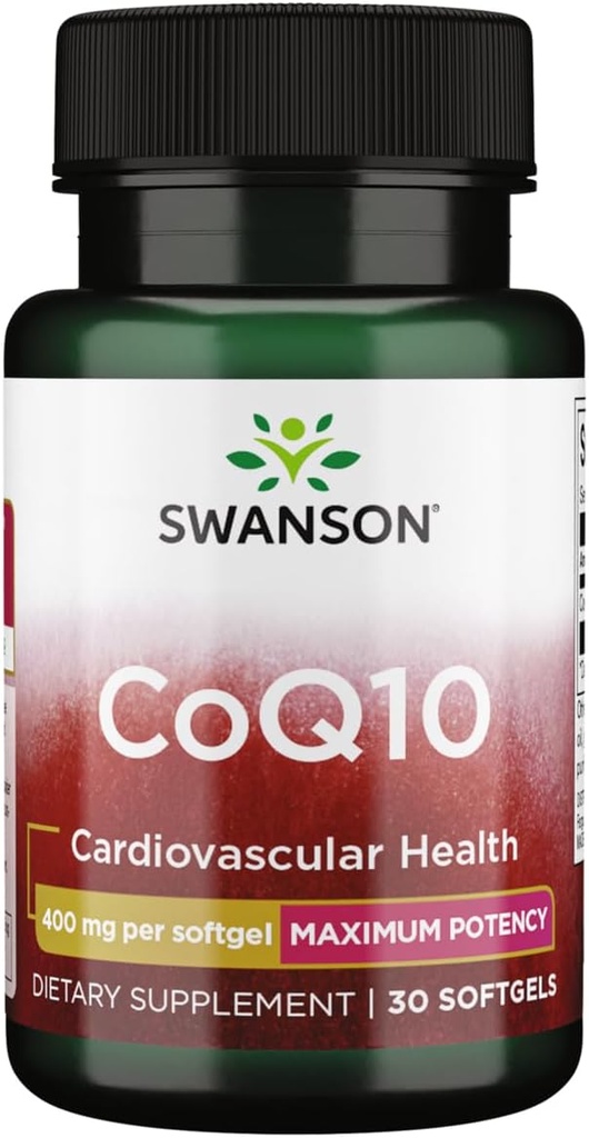 Swanson CoQ10 - Kalp Sağlığını, Enerji Desteğini ve Aids Genel Cardiovasüler Sistem Sağlığını Destekleyin - Coenzyme Q10 Supplement - (30 Softgels, 400 mg Her)