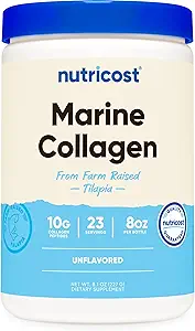 Nutricost Marine Collagen Toz Sustainable Sourced Fish (8 oz) - 23 Servisler, 9 G Protein Odaları, Non-GMO, GMP Compliant