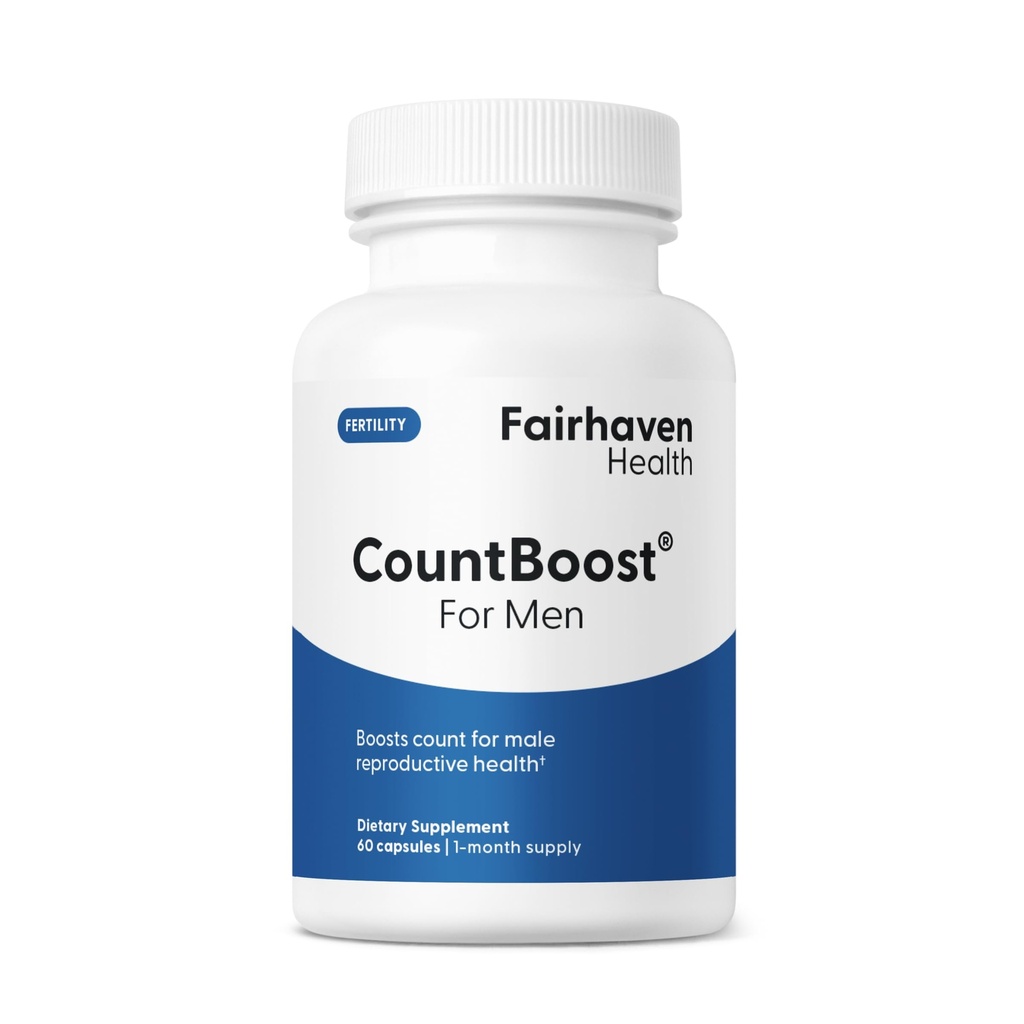 Fairhaven Health CountBoost for Men Optimal Count and Volume Male Ferttitude Supplement - Pre-Conception Beslenmesi - Ashwagandha, Vitamin C ve CoQ10-60 Capsules