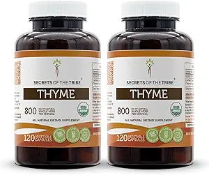 Tribe Yourme USDA Organik 120 Capsules (2.) | Vegetarian Capsules ve sertifikalı Organik Thyme (Thymus Vulgaris) kuru 2x120 Capsules)